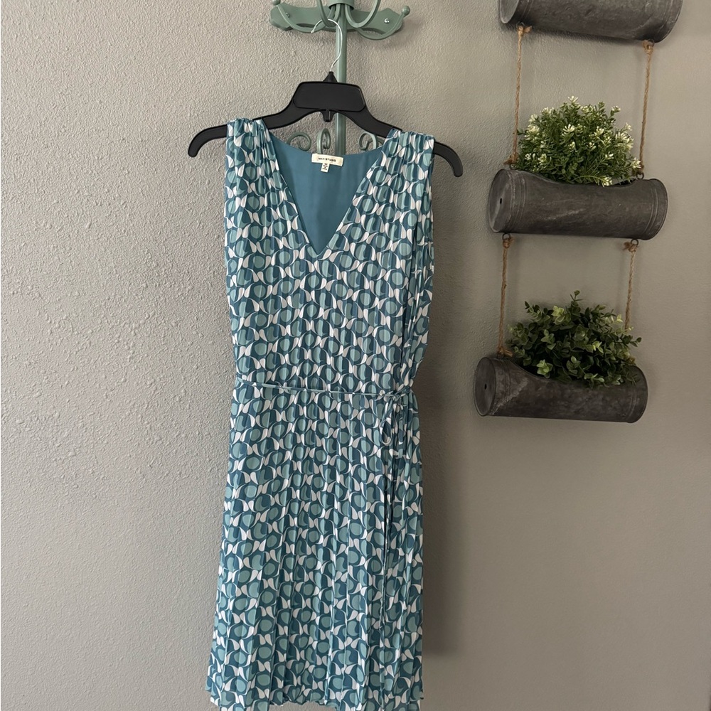 Max Studio Teal Geometric Midi Dress size M